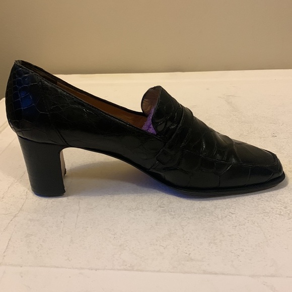 Mauri Women's Luxury Leather Heeled Loafers Genuine Alligator Size 8B - Picture 9 of 15